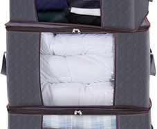 Large Capacity Clothes Storage Bag Organizer with Reinforced Handle Thick Fabric for Comforters, Blankets, Bedding, Foldable with Sturdy Zipper, Clear Window (FREE SHIPPING)