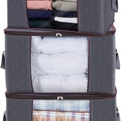 Large Capacity Clothes Storage Bag Organizer with Reinforced Handle Thick Fabric for Comforters, Blankets, Bedding, Foldable with Sturdy Zipper, Clear Window (FREE SHIPPING)