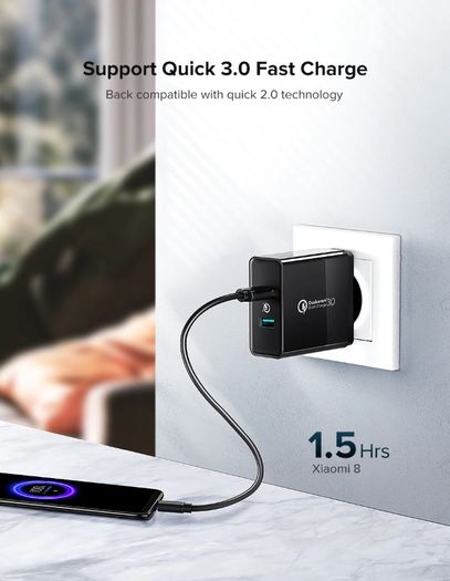Ugreen QC 3.0 Dual USB Fast Charger 36W Wall Charger EU/UK Plug  (Brand New/Warranty)