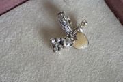 Pandora baby treasures charm with Teddy Bear, Pacifier and enamel heart very good condition