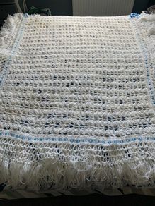 Large white crochet blanket