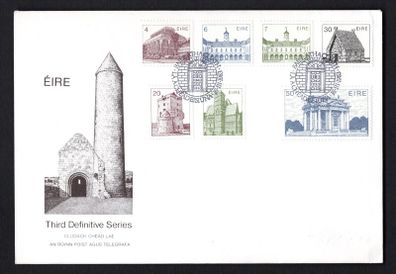 1983 Ireland Architecture Definitive Stamp (Third) Series (4p, 6p, 7p, 30p, 20p, 23p, 39p & 50p) Department of Post & Telegraphs First Day Cover (FDC)