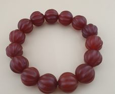 Vintage Melon Shape Carnelian Agate Beads Bracelet