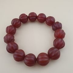 Vintage Melon Shape Carnelian Agate Beads Bracelet