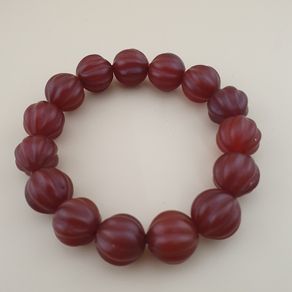 Vintage Melon Shape Carnelian Agate Beads Bracelet