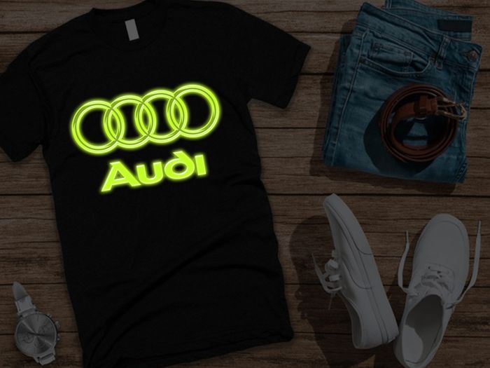 Audi logo t-shirt glow in the dark t-shirt audi t-shirt cool audi glow t-shirt