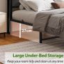5ft King Size Bed Frame with Storage Upholstered Headboard Shelf Image 4