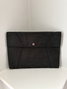 Oroton Large Black Leather Clutch