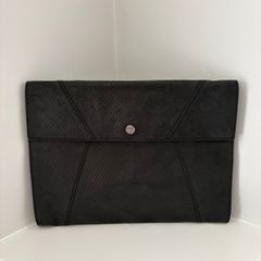 Oroton Large Black Leather Clutch