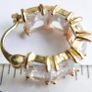 Vintage Gold Plated Huggie Hoop Earrings Cubic Zirconia Stones Image 9