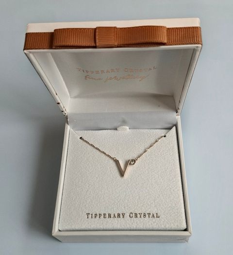 Tipperary Crystal Rose Gold Initial "V" Pendant Necklace