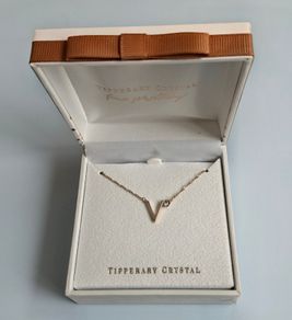 Tipperary Crystal Rose Gold Initial "V" Pendant Necklace