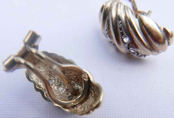 Vintage Sterling Silver  Earrings 1980s Gold Plated Shell Design 4,70g