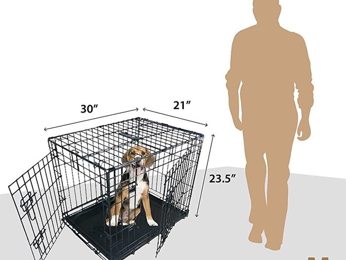 Dog Crate Dog Cage from Small to Large, Foldable Puppy Dog Crates , Cage Furniture with Non-Chew Metal Removable Tray Silver Folding 2 Door Crate, Medium Size 30-inch(76.2cm) Black (FREE POSTAGE)