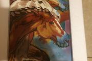 hand crafted art on tile of horses glazed new in box