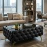 Chesterfield Coffee Table Velvet Rectangle 83x63x45cm with Glass Image 8