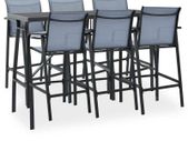 7 Piece Garden Bar Set Black and Grey
