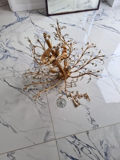 8-light 78cm crystal brass metal pendant light