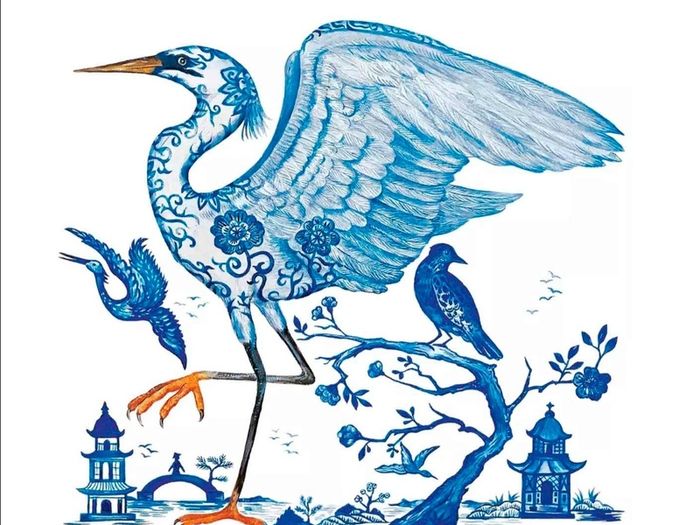 Blue Heron bird picture spring decorative pillar candle
