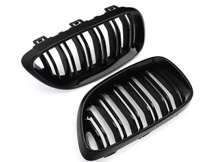 2 x Black Gloss Kidney Grills Grilles For BMW 2 Series Coupe F22 F23 2014-2018 NEW