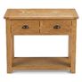 Solid Oak 2-Drawer Console Table with Bottom Shelf Image 6