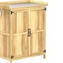 Wooden Garden Storage Cabinet with Stainless Steel Worktop and Shelves Image 2