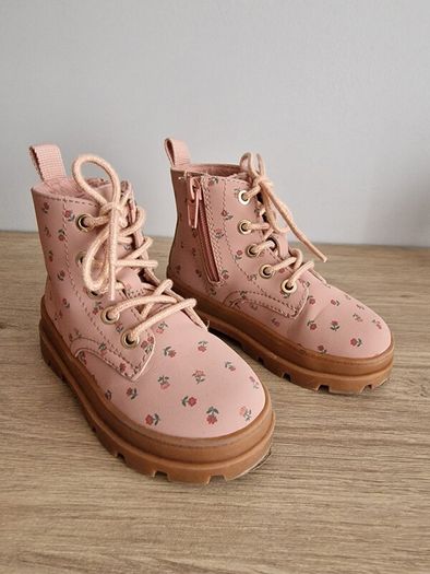 H&M girl toddler floral pink boots Uk6