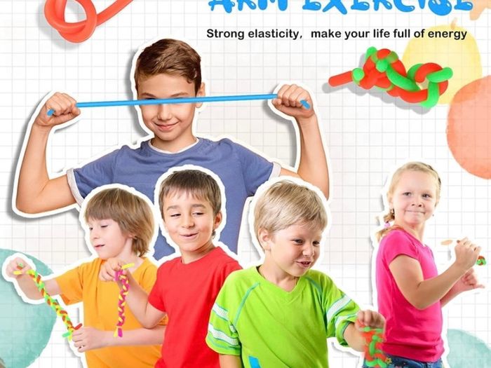 6x Stretchy Children Fidget Noodles String Fidget Stretchy Monkey Worm Noodle String Toy for Kids and Adults, DIY Hand-Knit Rope Anti Stress Rope Sensory for Reducing Anxiety & Stress (FREE POSTAGE)