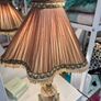 Vintage Midcentury retro antique  silk shade onyx marble Table lamp Image 6