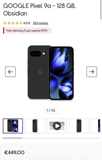 google pixel  9a 128 gb obsidian