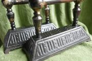 Antique Pair of Cast Iron and Brass Fire Dogs