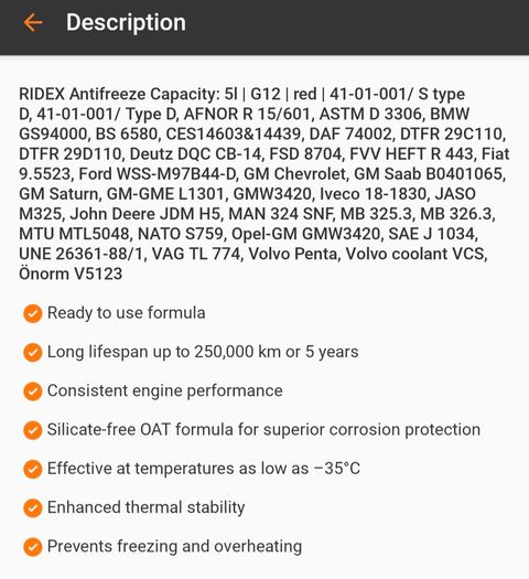 Ridex G12 red coolant 5L
