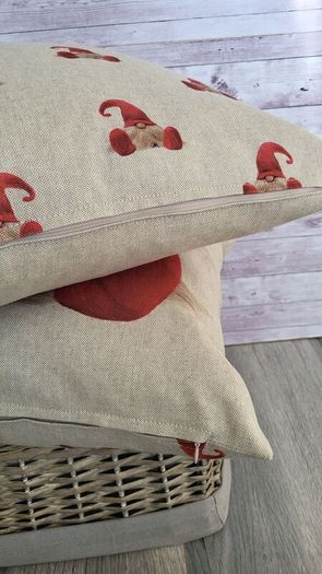 Christmas cushions. "ROBIN" and " GNOME"