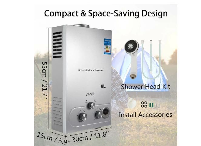 8L LPG Hot Water Heater Propane Gas Tankless Instant Boiler With Shower Kit