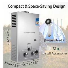 8L LPG Hot Water Heater Propane Gas Tankless Instant Boiler With Shower Kit
