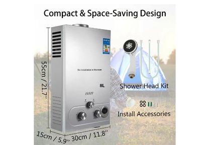 8L LPG Hot Water Heater Propane Gas Tankless Instant Boiler With Shower Kit