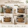 Buffet Cabinet - Large Sideboard - Storage Cupboard, Kitchen Cabinet Server with Sliding Barn Doors, Storage Sideboard Console Table for Dining Room Living Room Hallway Entrance Area Image 4