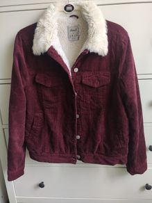 Denim Co. Burgundy 100% Cotton Corduroy Sherpa Jacket UK 12