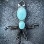 Sorceress Sorcerer Raven Claws Soldered with Two High Flash Amazonite Gemstone Pendant Talisman Witchy Spiritual Image 3