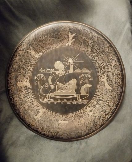 2 Vintage Egyptian Brass Wall Plates