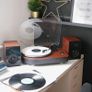Record Player Teak Finish with Speakers Image 2