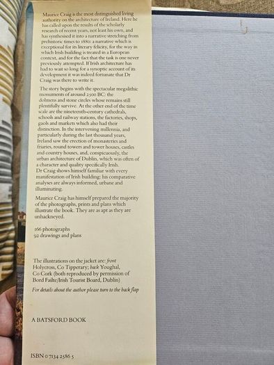 The Architecture Of Ireland. From Earliest Times To 1880. By Maurice Craig. First Edition Large Volume Hardback With Dustjacket In Good Condition.  See Photos For Same