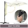 2.5M Garden Cantilever Parasol with 360 Rotation, Offset Roma Patio Umbrella Hanging Sun Shade Canopy Shelter with Cross Base, Beige Image 4