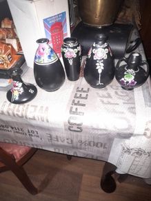 Beautiful Rare Old Set of five Shelley Pottery Vases England
