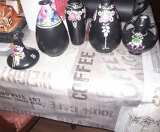 Beautiful Rare Old Set of five Shelley Pottery Vases England