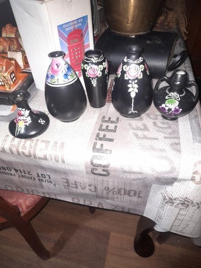 Beautiful Rare Old Set of five Shelley Pottery Vases England