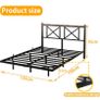 Double Floating Bed Frame with LED Lights and Charging Station Image 6