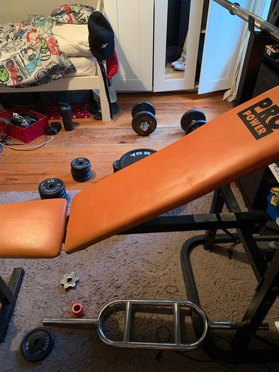 Pro Power bench press + additional bar and weights