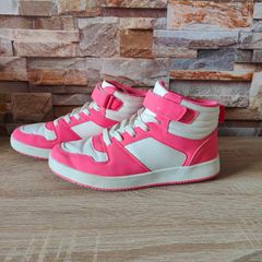 Pink White High Top Trainers size 6