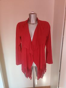 Kate+Pippa red suede imitation fringe light jacket blazer size UK12/14 EU40/42 Postage included